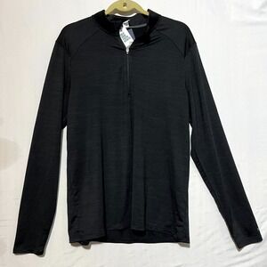 DSG‎ Shirt Men's Medium Black Stretch Mock Neck Long Sleeve Quarter Zip